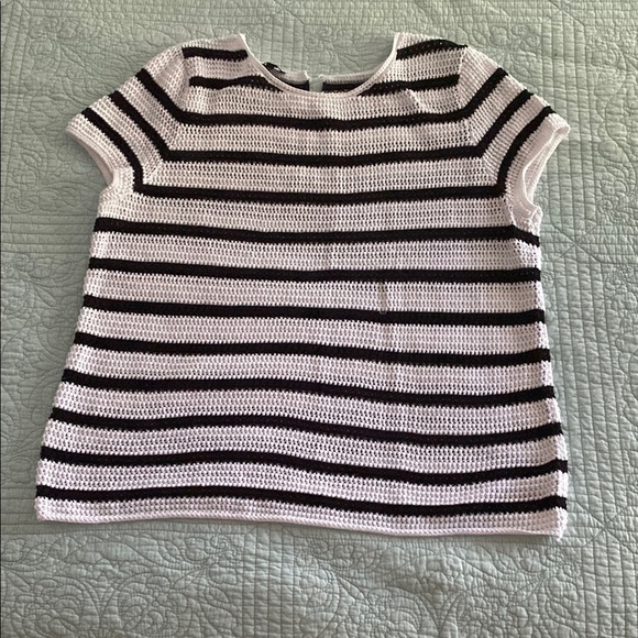 Talbots Black and White Striped Blouse - Picture 1 of 5